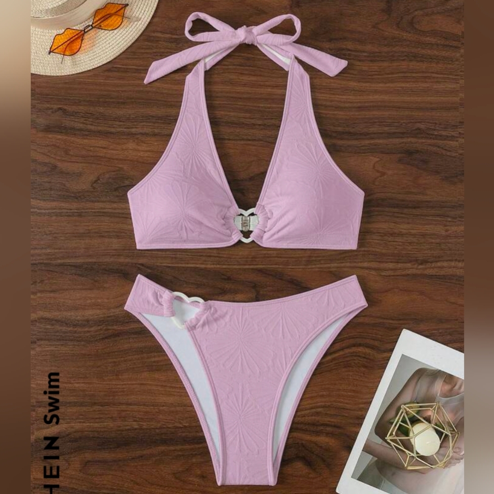 SHEIN 3/$25 Mauve Pink Two Piece Bikini Set Swimsuit Size 6
